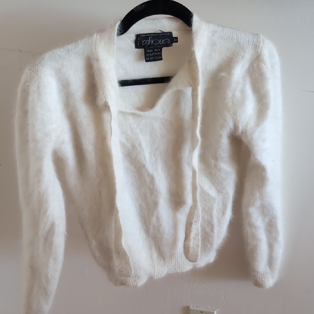 White Fuzzy Cardigan Sweater